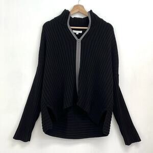 bryn WALKER Chunky Ribbed Cotton Zip Front Cardigan Lagenlook Minimalist - Med